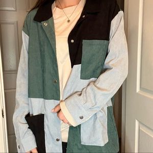 Color blocked corduroy button up NWT